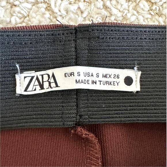 Zara Brown Ribbed Flared Pants Size S - Picture 6 of 9
